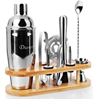 Duerer Kit de barman con soporte- set de coctelera de 11 piezas con elegante soporte de bambú- juego de herramientas…